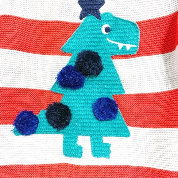 Marks and Spencer Dinosaur Christmas Tree Striped Sweater - Picture 2 of 9